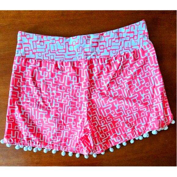 J McLaughlin Pink and White Geometric Pom Pom Shorts, Sz S, The Avila - Picture 2 of 9